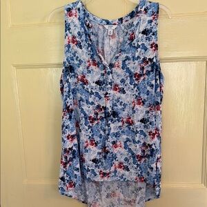 Crown & Ivy Blue Sleeveless Asymmetrical Blouse